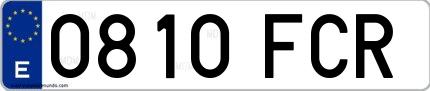 Ejemplo de matrícula española 0810 FCR