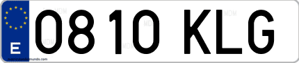 Ejemplo de matrícula de coche ordinaria 0810 KLG