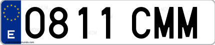 Ejemplo de matrícula de coche ordinaria 0811 CMM