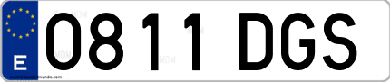 Ejemplo de matrícula de coche ordinaria 0811 DGS