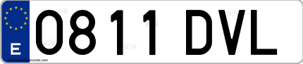 Ejemplo de matrícula de coche ordinaria 0811 DVL