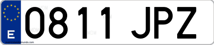 Ejemplo de matrícula de coche ordinaria 0811 JPZ
