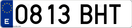 Ejemplo de matrícula de coche ordinaria 0813 BHT
