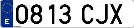 Ejemplo de matrícula española 0813 CJX