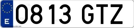 Ejemplo de matrícula española 0813 GTZ