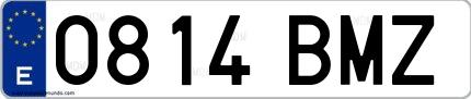 Ejemplo de matrícula española 0814 BMZ