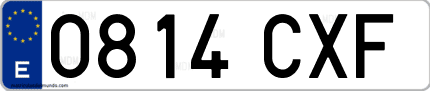 Ejemplo de matrícula de coche ordinaria 0814 CXF