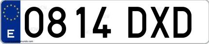 Ejemplo de matrícula española 0814 DXD