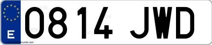 Ejemplo de matrícula española 0814 JWD