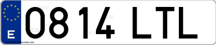 Ejemplo de matrícula de coche ordinaria 0814 LTL