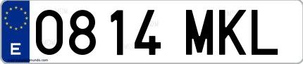 Ejemplo de matrícula española 0814 MKL