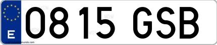 Ejemplo de matrícula española 0815 GSB