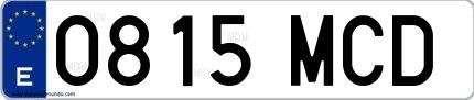 Ejemplo de matrícula española 0815 MCD