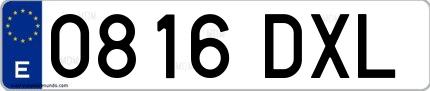 Ejemplo de matrícula española 0816 DXL