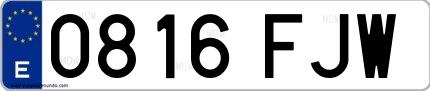 Ejemplo de matrícula española 0816 FJW