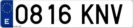 Ejemplo de matrícula española 0816 KNV