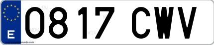 Ejemplo de matrícula española 0817 CWV