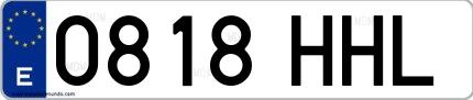 Ejemplo de matrícula española 0818 HHL