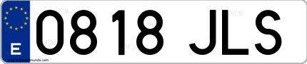 Ejemplo de matrícula española 0818 JLS