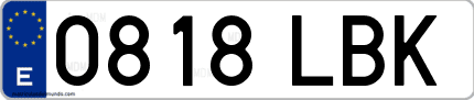 Ejemplo de matrícula de coche ordinaria 0818 LBK