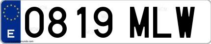 Ejemplo de matrícula española 0819 MLW