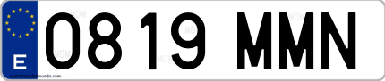 Ejemplo de matrícula de coche ordinaria 0819 MMN