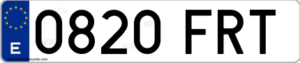 Ejemplo de matrícula de coche ordinaria 0820 FRT
