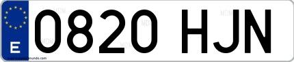 Ejemplo de matrícula española 0820 HJN