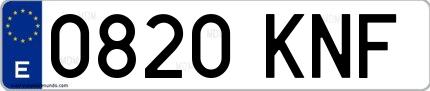 Ejemplo de matrícula española 0820 KNF