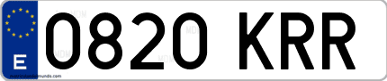 Ejemplo de matrícula de coche ordinaria 0820 KRR