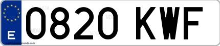 Ejemplo de matrícula española 0820 KWF