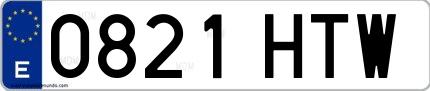 Ejemplo de matrícula española 0821 HTW