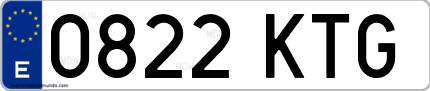 Ejemplo de matrícula de coche ordinaria 0822 KTG