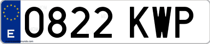 Ejemplo de matrícula de coche ordinaria 0822 KWP
