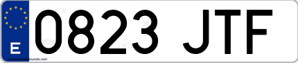 Ejemplo de matrícula de coche ordinaria 0823 JTF