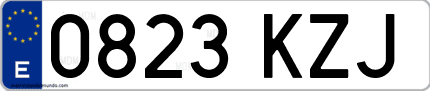 Ejemplo de matrícula de coche ordinaria 0823 KZJ