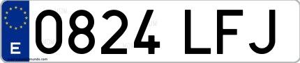 Ejemplo de matrícula española 0824 LFJ