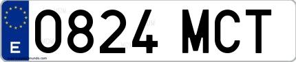 Ejemplo de matrícula española 0824 MCT