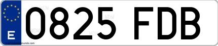 Ejemplo de matrícula española 0825 FDB
