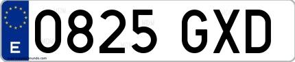 Ejemplo de matrícula española 0825 GXD