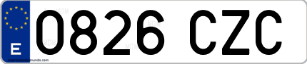 Ejemplo de matrícula de coche ordinaria 0826 CZC