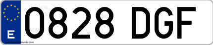 Ejemplo de matrícula de coche ordinaria 0828 DGF