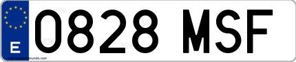 Ejemplo de matrícula española 0828 MSF