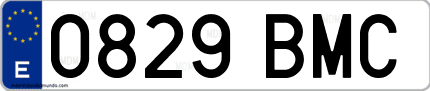 Ejemplo de matrícula de coche ordinaria 0829 BMC
