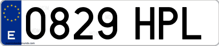 Ejemplo de matrícula de coche ordinaria 0829 HPL