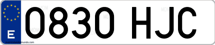 Ejemplo de matrícula de coche ordinaria 0830 HJC