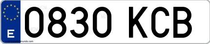 Ejemplo de matrícula española 0830 KCB