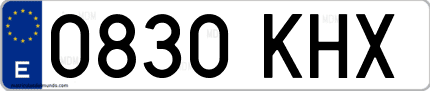 Ejemplo de matrícula de coche ordinaria 0830 KHX