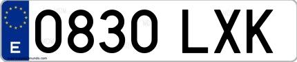 Ejemplo de matrícula española 0830 LXK