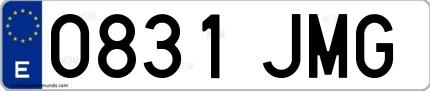 Ejemplo de matrícula española 0831 JMG